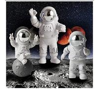 WINUSD Astronaut Figurine, Set of 3 Mirror Astronaut Statue Decor, Resin Spaceman Figure for Cake Topper Desktop Ornament Space-Themed Bedroom Decor and Craft Gift (Silver)