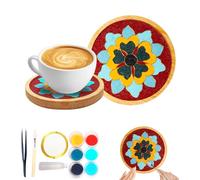 WINUSD DIY Enamel Starter kit, Filigree Enamel Art Painting Crafts Coasters Starter Kit, DIY Art Project Craft Kits, Perfect Hobby for Adults, Resin Crafts Coaster, Handmade Home Decor Gifts(Flower)