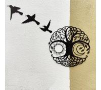 WINUSD Tree of Life Metal Wall Art Sculpture - 12in Modern Family Tree Black Wall Decor for Living Room Bedroom Hallway, Bird & Tree Design Hanging Ornament Indoor Outdoor Home Decoration Gift
