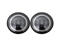 WINVOX For Hummer H2 2003 2004 2005 2006 2007 2008 2009 LED Bumper Fog Lights Halo Front Daytime Running Lamp DRL Light Assembly Front Headlights Assembly(2Piece Black)