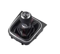 WINVOX for VW for Golf 5 for Rabbit for Jetta MK5 2004-2009 5/6 Speed Manual Gear Shift Knob with Leather Boot Collar Case Gear Shift Knob Lever(6 Speed-Silver)