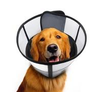 WinWeal Soft Dog Cone for Dogs After Surgery, Breathable Pet Recovery Collar for Large Medium Dogs, Adjustable Dog Cone Collar, Elizabethan Collar (S, Black)
