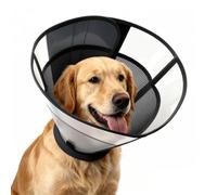 WinWeal Upgraded Soft Dog Cone Collar for Large Medium Dogs After Surgery - Adjustable Transparent Recovery Collar, Breathable Elizabethan E-Collar for Wound Healing & Anti-Licking (L, Black)