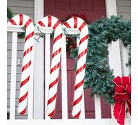 Winwild 3 Pcs 87 cm Inflatable Candy Cane Christmas Decoration,Oversized Candy Cane Christmas Tree Decorations(Red-White)