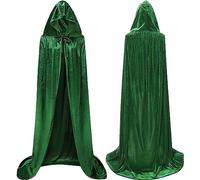 Winwild Green Velvet Cape with Hood, 170 cm Velvet Cape Vampire Costume Women Men Adult for Carnival Halloween Cosplay Costume (XL, Green)