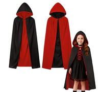 Winwild Vampire Cape with Hood - Unisex Vampire Costume Children, Double-Sided Halloween Costume Cape Girls Boys, 90 cm 120 cm Gothic Dracula Vampire Cape Coat for Halloween & Fancy Dress & Carnival