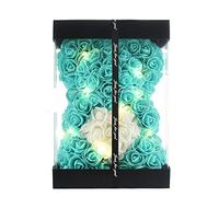 WINWISH Rose Flower Bear-Hand Made Rose Teddy Bear,Best Artificial Decoration Gifts for mom, Gifts for Girls,Unique Gifts,Birthday Gifts,The Perfect Party Clear Gift Box (Tiffany)