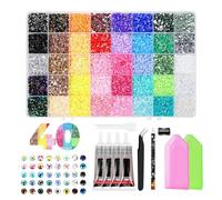 Winwj 40 Colors 40000pcs Bedazzling Kit with Glue and Pen, 3mm Nail Art Rhinestones, Flatback Gems with Tweezers & Pen, Nail Art Crystals for DIY Crafts, Phone Cases, Clothes