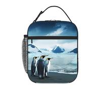 WiNwon Cute Penguins Taking Pictures Printed Insulated Lunch Bag Cooler Bag Portable Lunch Box Bag for Work School Picnic