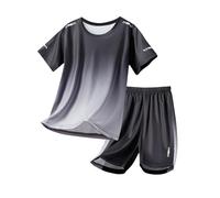 WINWUQB Kids Two-Piece Outfit Girls Boys 2 Piece Outfits Summer T Shirts and Shorts Set Fashion Short Clothes Workout Shorts Casual Tee Shirt for Toddler (Grey, 15-16 Years)