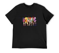 Winx Club Retro Men Cotton T-Shirt Short Sleeve Clothes Tees Black