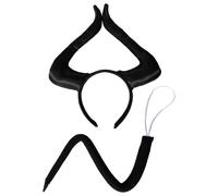 winying Adults Kids Devil Horns Headbands Demon Tail And Bow Tie Devil Cosplay Costume Accessory for Carnival Cosplay Black Set One Size