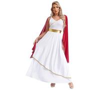 winying Ancient Greek Greece Costume for Women Sleeveless Roman Queen Toga Gown Long Maxi Dress Burgundy 3XL