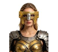 winying Halloween Animal Cosplay Prop for Men Half Face Masquerade Mask Adjustable Leather Straps Garb Hard Gold Warrior One Size