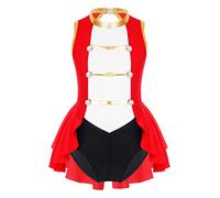 winying Kids Girls Halloween Dress Sleeveless Vintage Buttons Adorned Circus Jumpsuit Cosplay Dress Up Red 13-14 Years