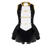 winying Kids Girls Halloween Dress Sleeveless Vintage Buttons Adorned Circus Jumpsuit Cosplay Dress Up Black 13-14 Years