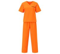winying Men Convict Costume for Cosplay Orange Prisoner Costume | Prisoner Clothing,One Piece Leotard,Inmate Outfit,Loose Fit,V Neck,Soft and Breathable,Short Sleeve,Easter Purim Fancy Dress