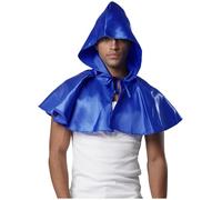 winying Mens Death Reaper Vampire Wizard Cloak Halloween Hooded Pointed Hood Satiny Cape for Medieval Royal Blue One Size