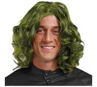 winying Mens Green Wig for Mad Clown Costume Wig Short Curly Wig Joker Fleck Synthetic Wig Halloween Green One Size