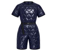 winying Shiny Quilted Puffer Leotard Easy To Clean for Men | Puffer Jumpsuit,Plastic Bodysuit,Incontinence Romper,Side Pocket,Short Sleeve,Lightweight Insulated Bottoms,Body Tops