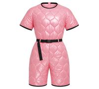 winying Shiny Quilted Puffer Leotard Easy To Clean for Men | Puffer Jumpsuit,Plastic Bodysuit,Incontinence Romper,Side Pocket,Short Sleeve,Lightweight Insulated Bottoms,Body Tops