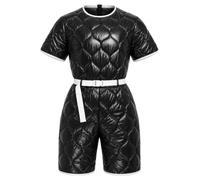 winying Shiny Quilted Puffer Leotard Easy To Clean for Men | Puffer Jumpsuit,Plastic Bodysuit,Incontinence Romper,Side Pocket,Short Sleeve,Lightweight Insulated Bottoms,Body Tops