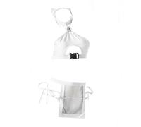 winying Women Sexy Lace Cosplay Outfit Adjustable Cat Lady Costume with Mini Briefs Headwear for Date Night White One Size