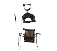 winying Women Sexy Lace Cosplay Outfit Adjustable Cat Lady Costume with Mini Briefs Headwear for Date Night Black One Size