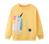 WinZero Little Girls Sweatshirt Cotton Crew Neck Sun and Unicorn Jumper Toddler Long Sleeve Pullover Tops for Kids 2-7 Years Children Clothes