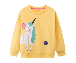 WinZero Little Girls Sweatshirt Cotton Crew Neck Sun and Unicorn Jumper Toddler Long Sleeve Pullover Tops for Kids 2-7 Years Children Clothes