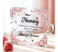Winzwon Stocking Fillers for Nanny Birthday Gifts Acrylic Puzzle Plaque Decorations, Personalised Presents for Nan Nanny Nana Grandma, Mothers Day Christmas Gifts