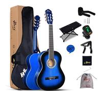 Winzz 3/4 Classical Guitar for Kids Teenager Students Beginners with Nylon-String (36 Inches, Blue Glossy)
