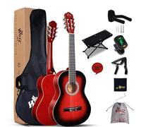 Winzz 3/4 Classical Guitar for Kids Teenager Students Beginners with Nylon-String (36 Inches, Red Glossy)