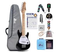 Winzz 30 Inch Kids Electric Guitar Beginner Kit, Junior 1/4 Size Mini Electric Guitar for Children Complete Stater Set with Amp, Gloosy Black Colour