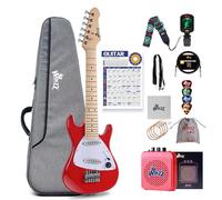 Winzz 30 Inch Kids Electric Guitar Beginner Kit, Junior 1/4 Size Mini Electric Guitar for Children Complete Stater Set with Amp, Gloosy Red Colour