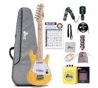 Winzz 30 Inch Kids Electric Guitar Beginner Kit, Junior 1/4 Size Mini Electric Guitar for Children Complete Stater Set with Amp, Gloosy Yellow Colour