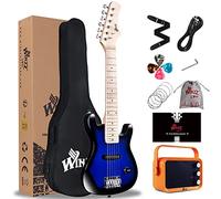 Winzz 30 Inch Kids Electric Guitar Beginner Kit, Junior 1/4 Size Mini Electric Guitar for Children with Amplifier, Beautiful Chritsmas Guitar Gifts - Glossy Blue