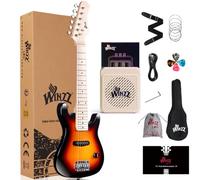 Winzz 30 Inch Mini Electric Guitar Children's Maple Fingerboard Electric Guitar Beginner Set for Children with Amplifier (Sunburst), EGM100