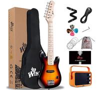 Winzz 30 Inch Mini Electric Guitar Children's Maple Fingerboard Electric Guitar Beginner Set for Children with Amplifier (Sunburst), EGM100