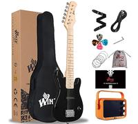 Winzz 30 Inch Mini Electric Guitar Children's Maple Fingerboard Electric Guitar Beginner Set for Children with Amplifier (Black), EGM100
