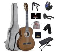 WINZZ 4/4 Classical Guitar, 39 Inch Full Size Nylon String Guitar for Beginner Adults, Full Classic Guitar Kit with Free Lessons, Gig Bag, Footstool, Capo, Tuner, Hanger and Strap (Glossy Tan)