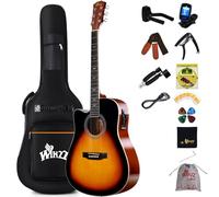 Winzz 4/4 Electro Acoustic Guitar, Left-Handed Western Guitar Set, Adult Beginners, Acoustic Guitar 41 Inch with 4-Band Equaliser (Dreadnought,Glossy Sunburst)