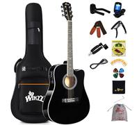 Winzz 4/4 Electro-Acoustic Guitar, Western Guitar Set for Adults and Beginners, Acoustic Guitar 41 Inch with 4-Band Equaliser (Dreadnought, Glossy, Black)