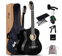 Winzz 4/4 Full Size Classical Guitar for Adults Teenager Students Beginners with Nylon-String (39 Inches, Black Glossy)