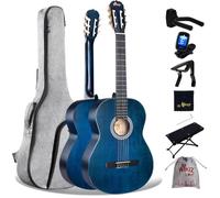 Winzz 4/4 Full Size Classical Spanish Guitar for Adults Beginners with Complete Accessories (39 Inches, Matte Vintage Blue)