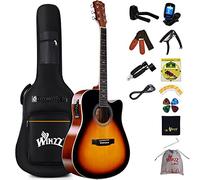 Winzz Acoustic-Electric Guitar 4/4 Full Size for Adults Beginners and Teens,6 Steel-String Acustica Guitarra Starter Kit, 4-Band Equaliser, 41" Dreadnought Cutaway, Glossy Sunburst, Right Hand