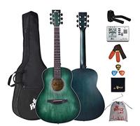 Winzz Acoustic Guitar 3/4 Size for Kids and Adults Beginners, Folk Guitar Green Starter Kit