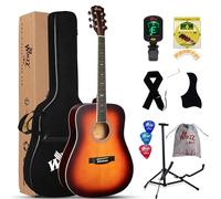 Winzz Acoustic Guitars Full Size, 4/4 Folk Guitar for Beginners Adults, Acoustic Steel-string Guitar Black (sunburst)