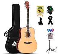 Winzz Acoustic Guitars Full Size, 4/4 Folk Guitar for Beginners Adults, Acoustic Steel-string Guitar Black (natural)