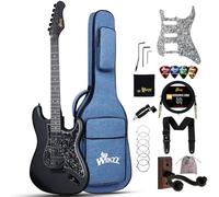 Winzz Adult Electric Guitar 4/4 Full Size, ST HSS Pickup, for Beginners Starter Pack with 12 Accessories, Ideal Kids Electric Guitar Kit 12+ Years (39" Matte Black, Black Pickguard)